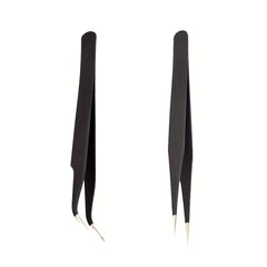2pcs Precision Stainless Steel Tweezers for Eyelash Extension Nail Sticker Gems
