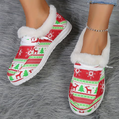 Women's Christmas Print Snow Sneakers Winter Canvas Shoes