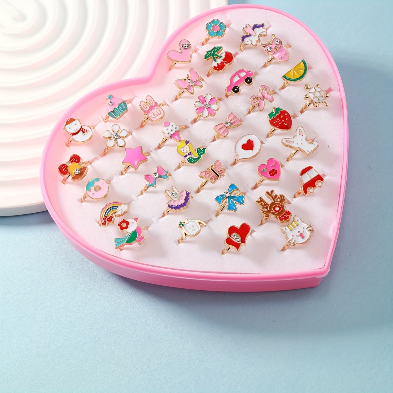 36pcs Christmas Children's Ring Set Cartoon Snowman Elk Decor Jewelry