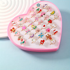 36pcs Christmas Children's Ring Set Cartoon Snowman Elk Decor Jewelry