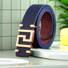 Geometry Letter Alloy Button down Casual Denim Leather Belt For Men