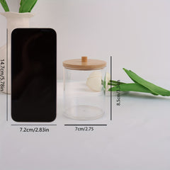 Bamboo Lid Cylinder Acrylic Storage Box