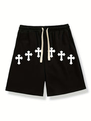 Graphic Print Solid Casual Stretch Shorts for Men