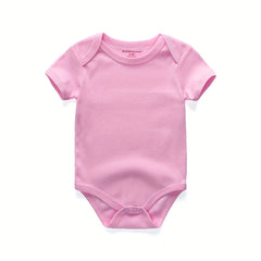 Summer Solid Short Sleeve Baby Bodysuit Cotton Soft 0-12Months Unisex
