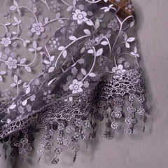 Flower Embroidery Triangle Scarf Tassel Veils Classic Mantilla Head Covering