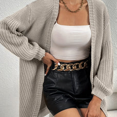 Vintage Lantern Sleeve Cardigan Open Front Drop Shoulder Cardigan