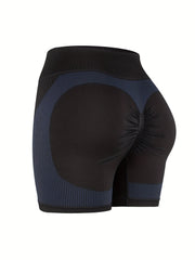 Seamless Block Jacquard Yoga Shorts High Waist Running Peach Hip Fitness