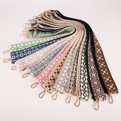 Flower Pattern Adjustable Shoulder Strap Ethnic Style Purse Replacement Belt