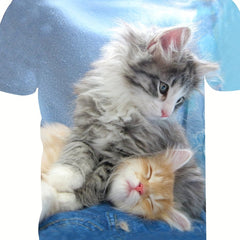 3D Kitten Graphic T Shirt for Boys & Girls - Summer Outfit
