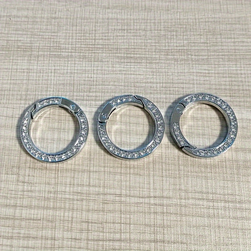 3pcs Keychain with Artificial Diamond Decor Metal Buckle for Outdoor Camping