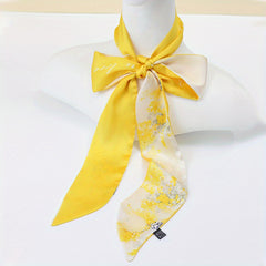 Butterfly Flower Pattern Neckerchief Long Skinny Scarf