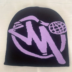 Y2K Jacquard Beanie Hip Hop Elastic Knit Hat Unisex Warm Skull Hat