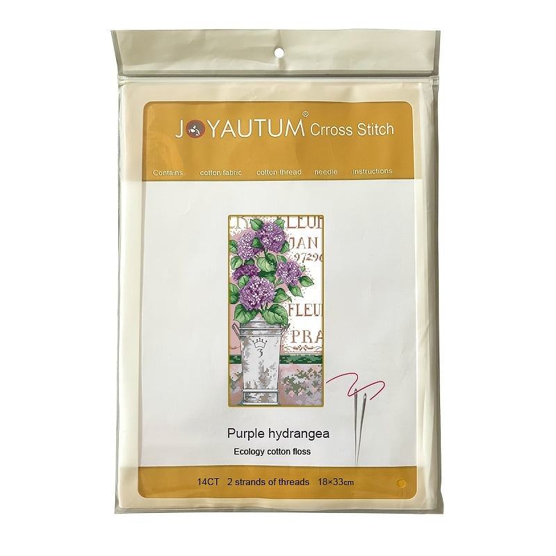 Purple Hydrangea Cross Stitch Kit For Beginners DIY Handwork