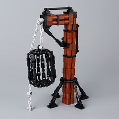 Dark Industrial Style Medieval Torture Rack Model with Chains and Iron Cage