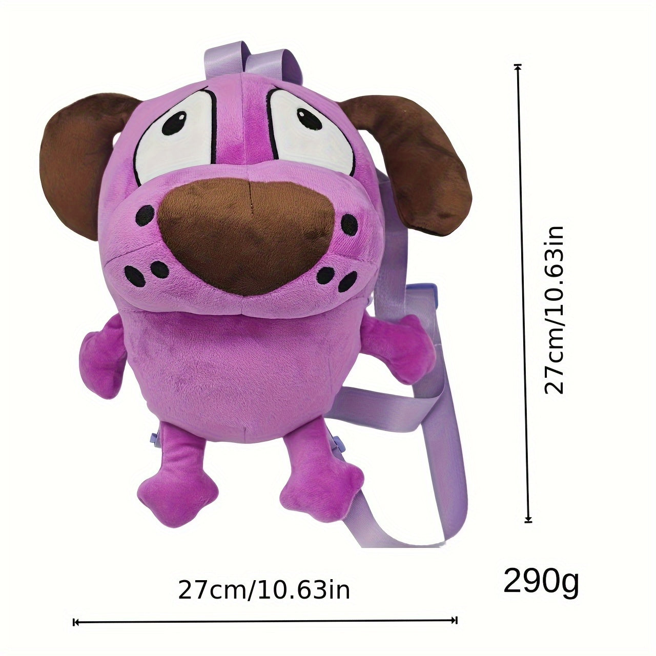 Purple Dog Plush Toy with Backpack Soft Stuffed Animal
