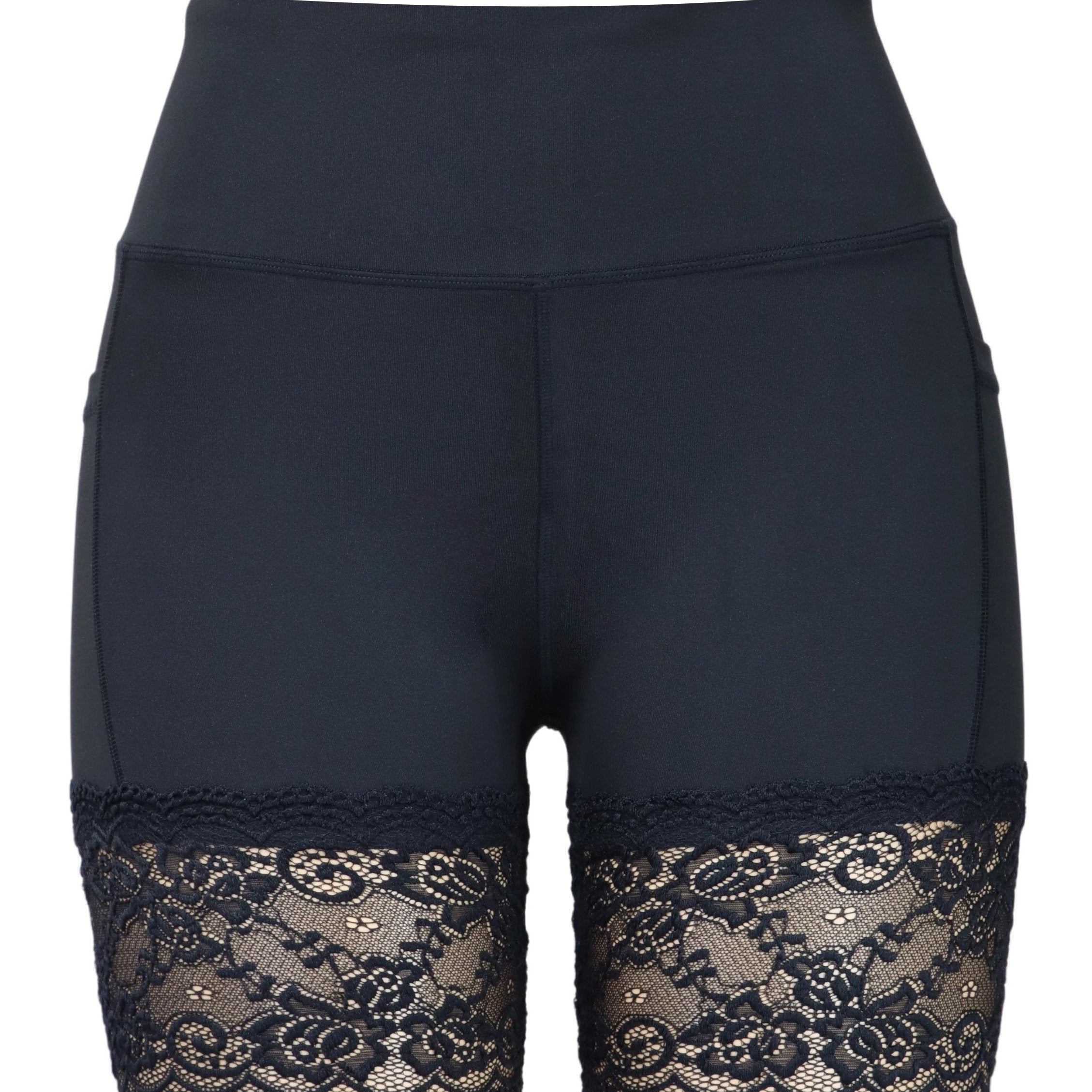 Women's Lace Decor Yoga Running Shorts Butt Lifting Slim Stretchy