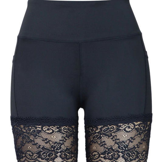 Women's Lace Decor Yoga Running Shorts Butt Lifting Slim Stretchy