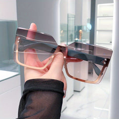 Oversized Ombre Sunglasses Square Rimless UV400 Sun Shades