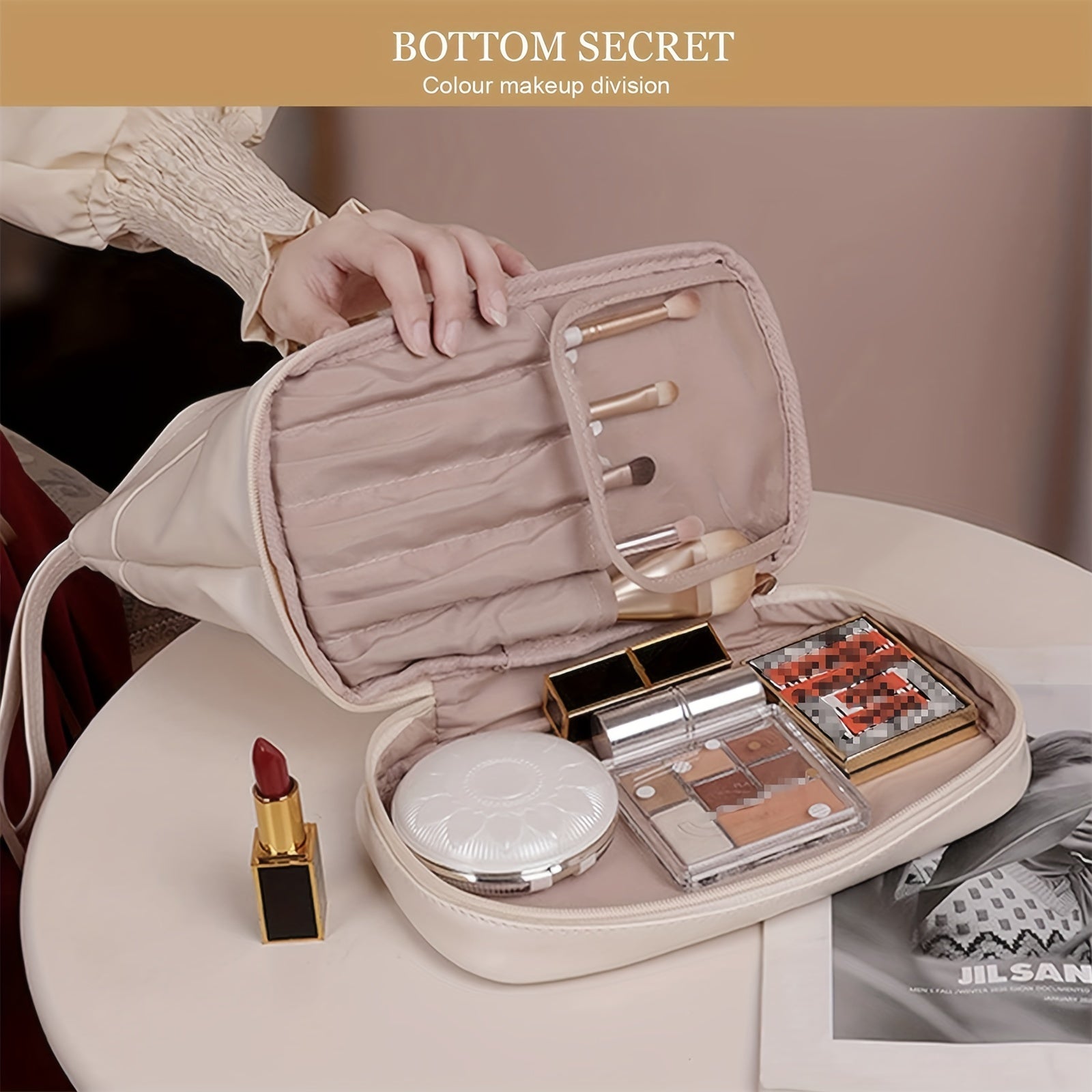 Portable Double Layer Makeup Bag for Women & Girls Travel
