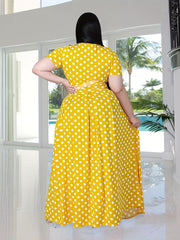 Polka Dot Crop Top & Maxi Skirt 2 Piece Set Plus Size