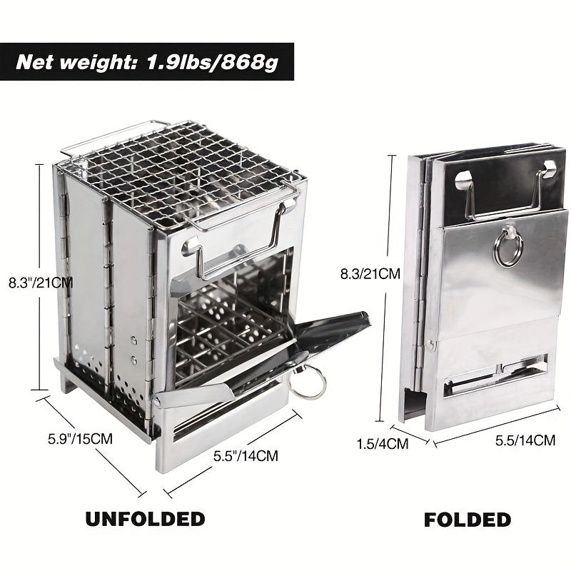 15 Stainless Steel Foldable Mini Charcoal Grill Outdoor Stove Barbecue Grill