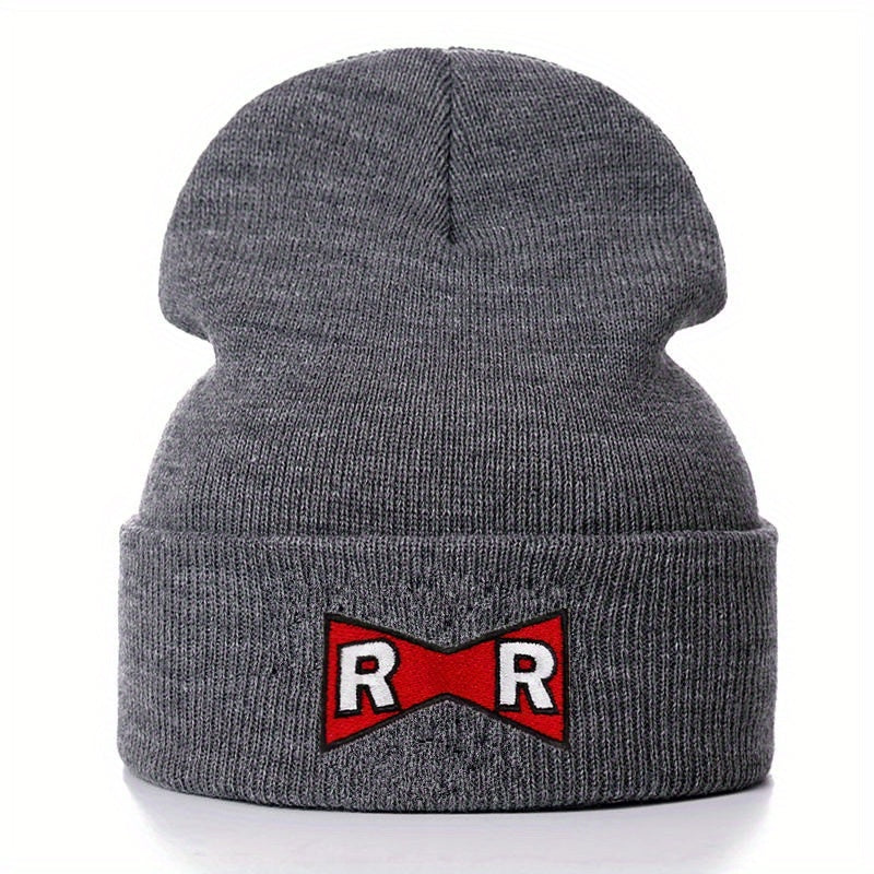 Sport Knit Beanie Hat Cartoon Anime Letter R Embroidery Winter Ski Cold Hat