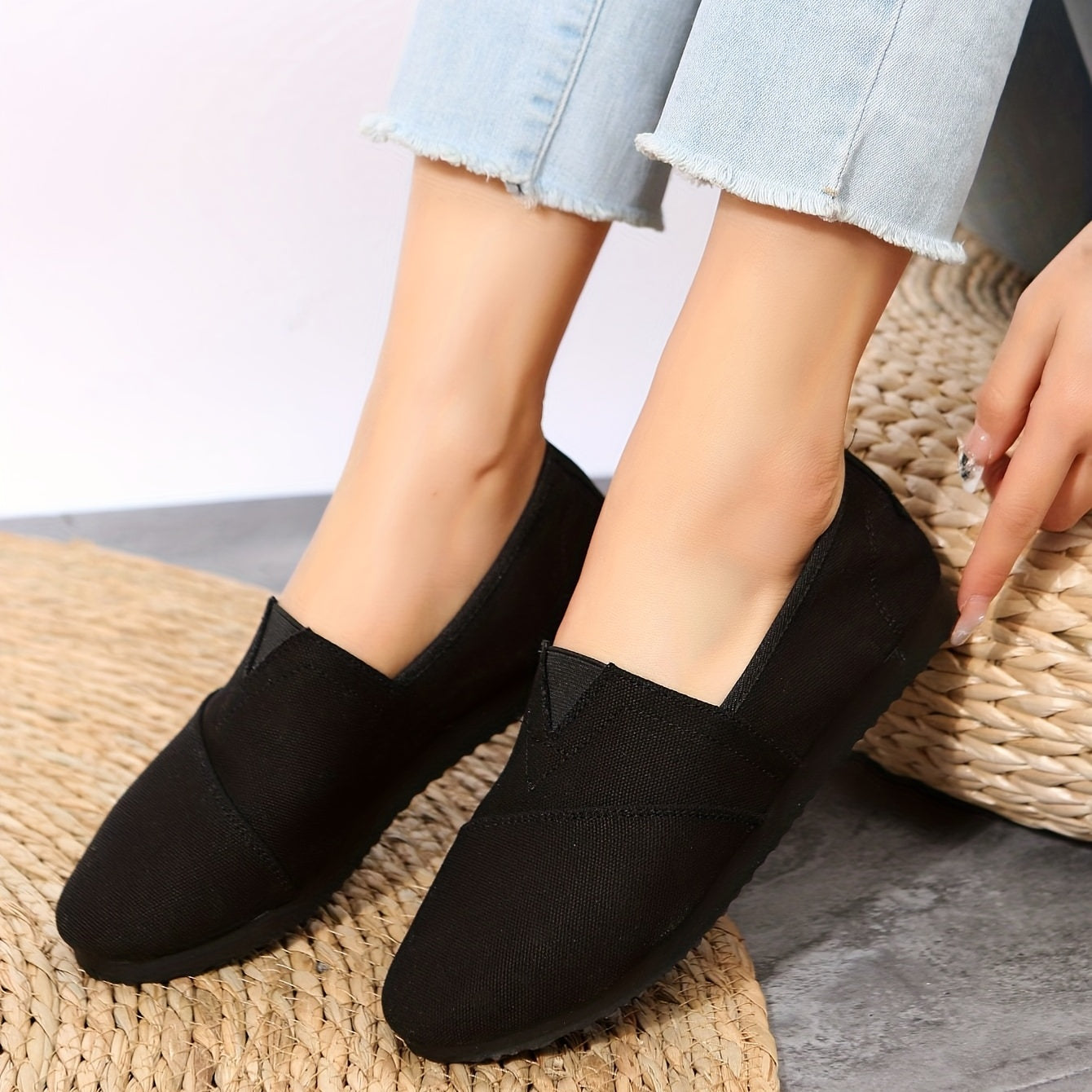 Women's Solid Canvas Slip On Shoes Lightweight & Comfortable