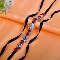 Sparkling Gemstone Ribbon Wedding Sash