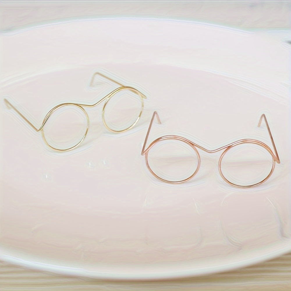 4pcs Mini Eyeglass Frames Various Colors Iron Accessories Metal Craft Glasses