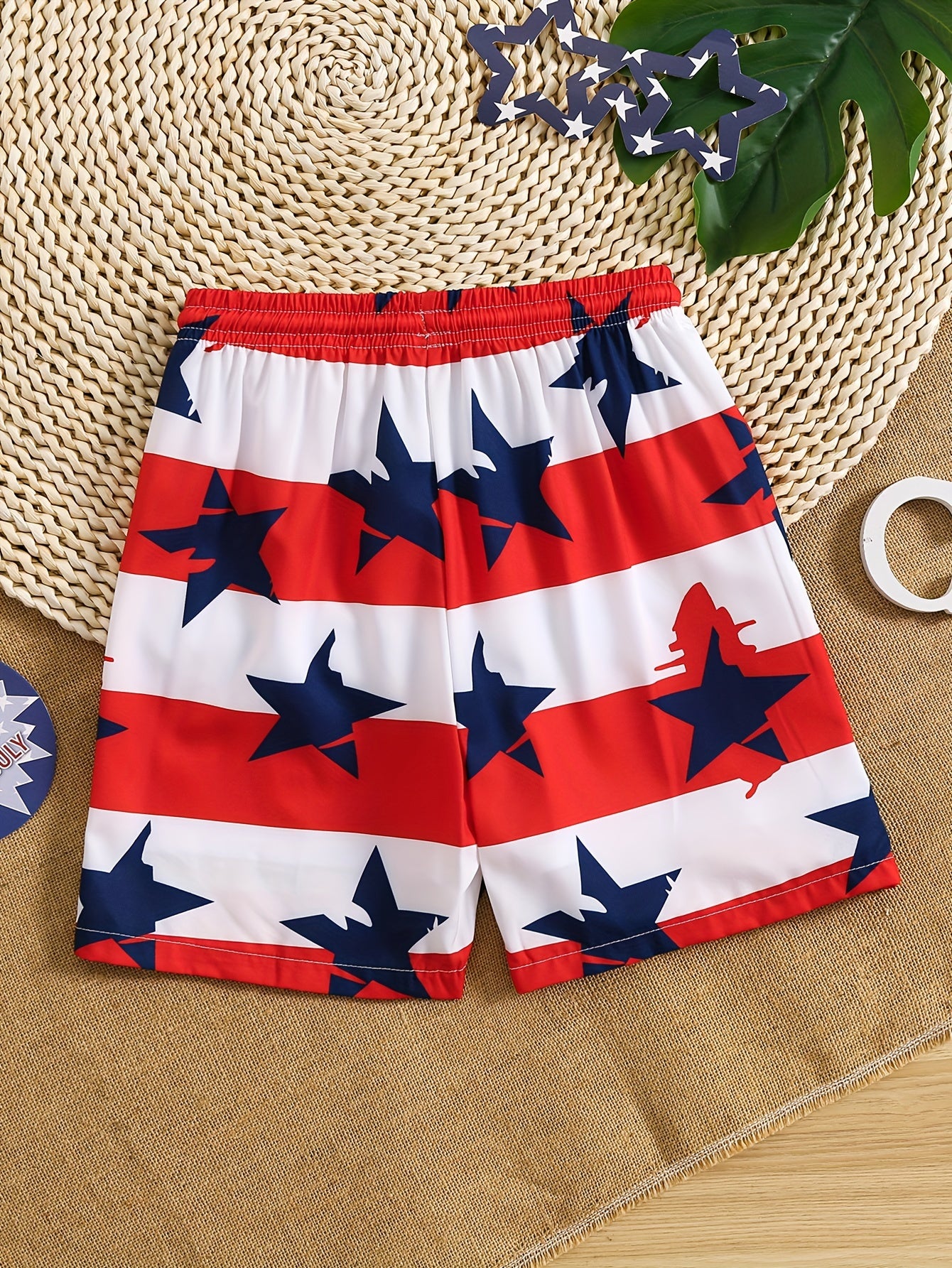 Boys Star Striped Digital Print Swimming Beach Shorts Kids Clothes