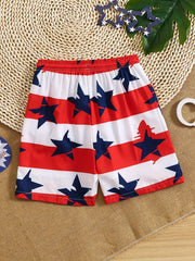 Boys Star Striped Digital Print Swimming Beach Shorts Kids Clothes