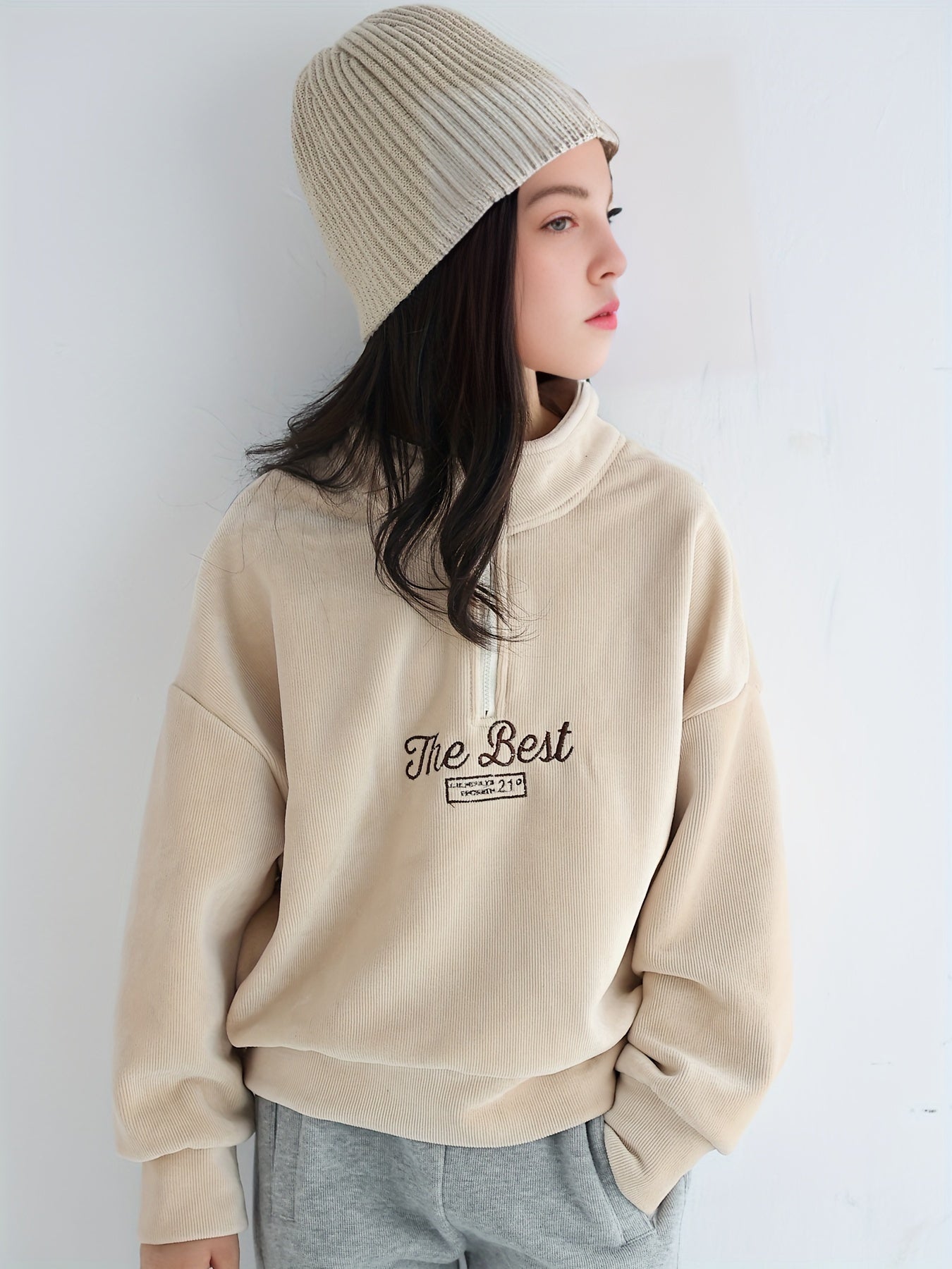 Print Half Zip Pullover Long Sleeve Jacket for Kids