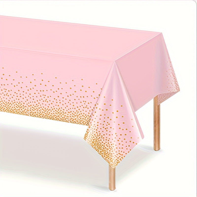 Pink & Gold Confetti Polka Dot Plastic Tablecloth for Parties