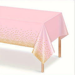 Pink & Gold Confetti Polka Dot Plastic Tablecloth for Parties