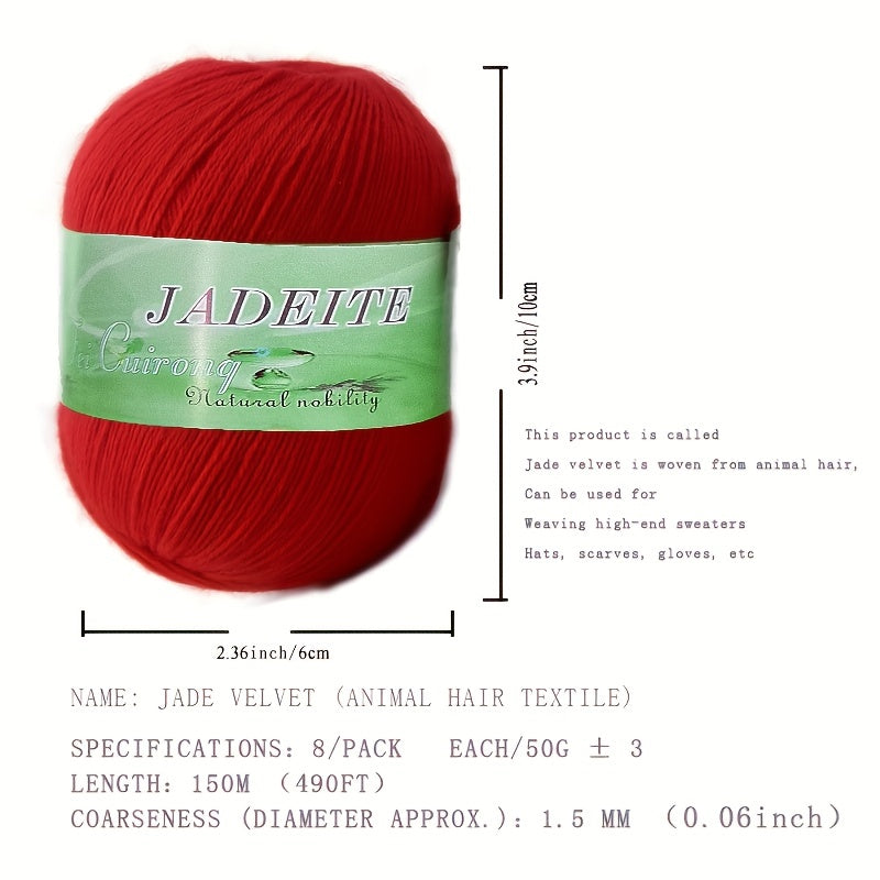 8pcs Cashmere Emerald Sheep Mink Wool 50g Each Roll For Handwoven DIY Sweater