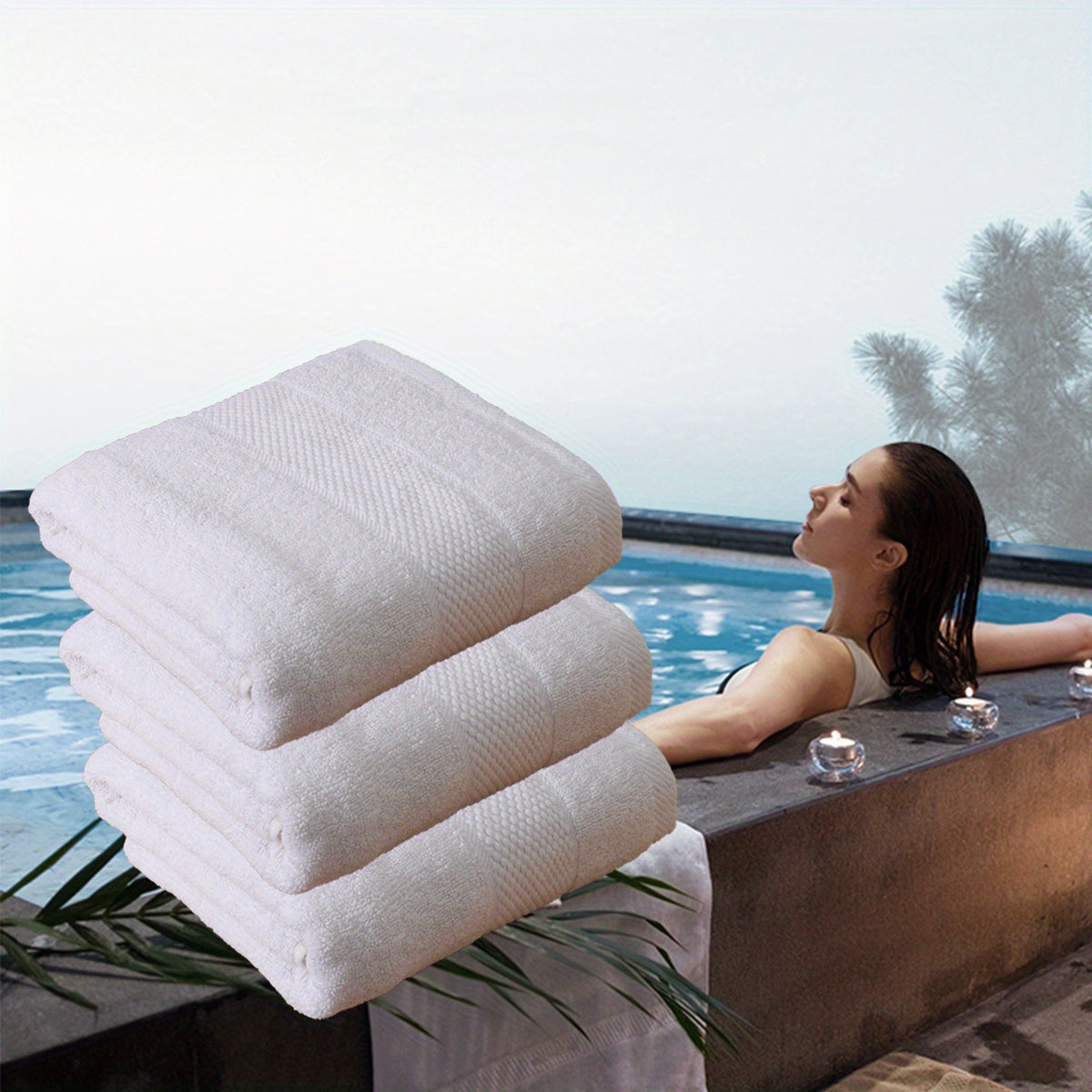 Soft Cotton Bath Towel Set of 3 - Absorbent Bathroom Supplies