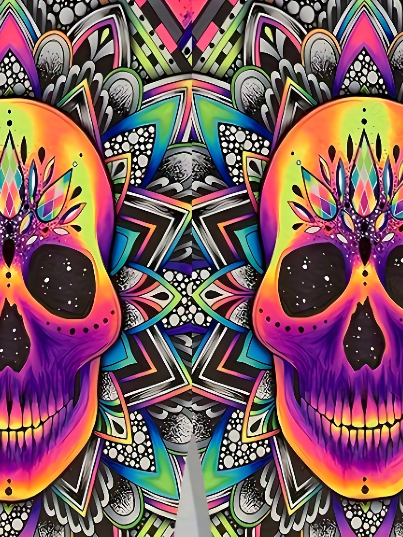 Colorful Skull Pattern Beach Shorts Men's Drawstring Shorts