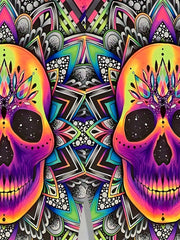 Colorful Skull Pattern Beach Shorts Men's Drawstring Shorts