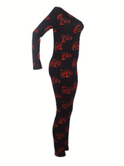 Buttoned V-Neck Lounge Jumpsuit