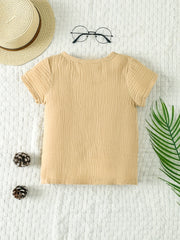 Girls Short Sleeve Crew Neck T-shirt for Summer Holiday Kids Clothes