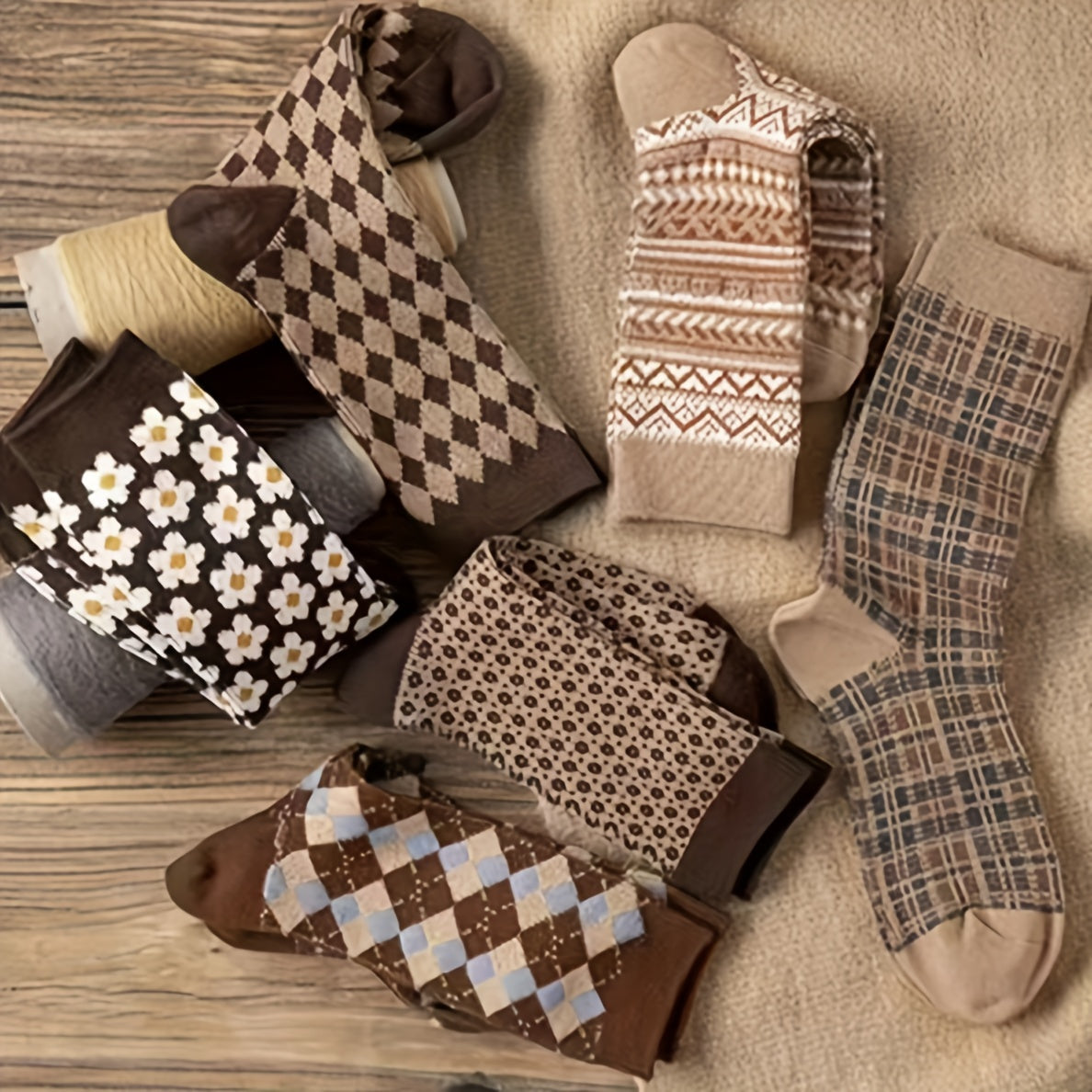 6 Pairs Cotton Retro Casual High Mid calf Socks For Men And Women