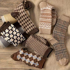 6 Pairs Cotton Retro Casual High Mid calf Socks For Men And Women