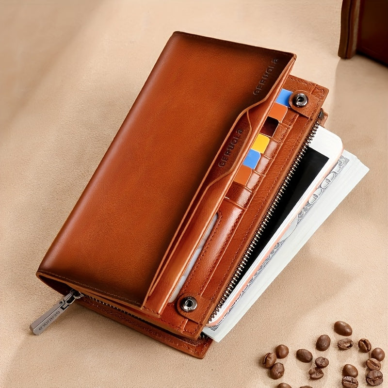 RFID Blocking Women's Leather Wallet - Yellow Brown