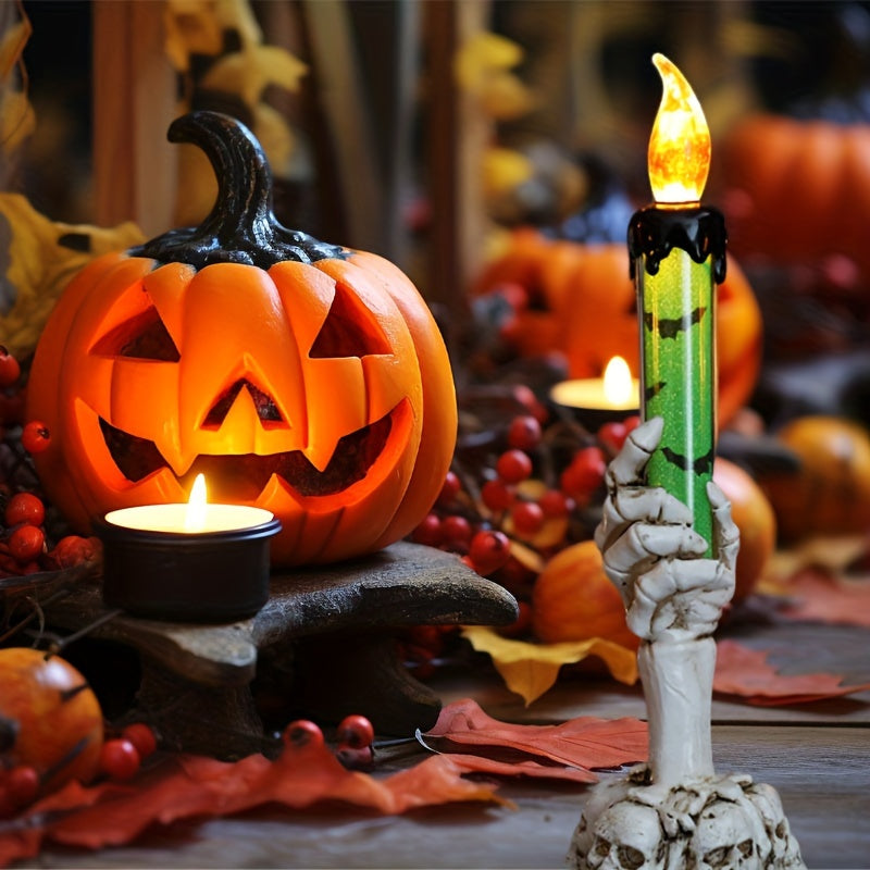 1pc Halloween LED Candle Skeleton Ghost Hand Light