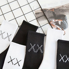 4 Pairs Boys Cotton XX Pattern And Street Style Mid Tube Socks