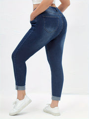 Solid Ripped High Rise Skinny Jeans