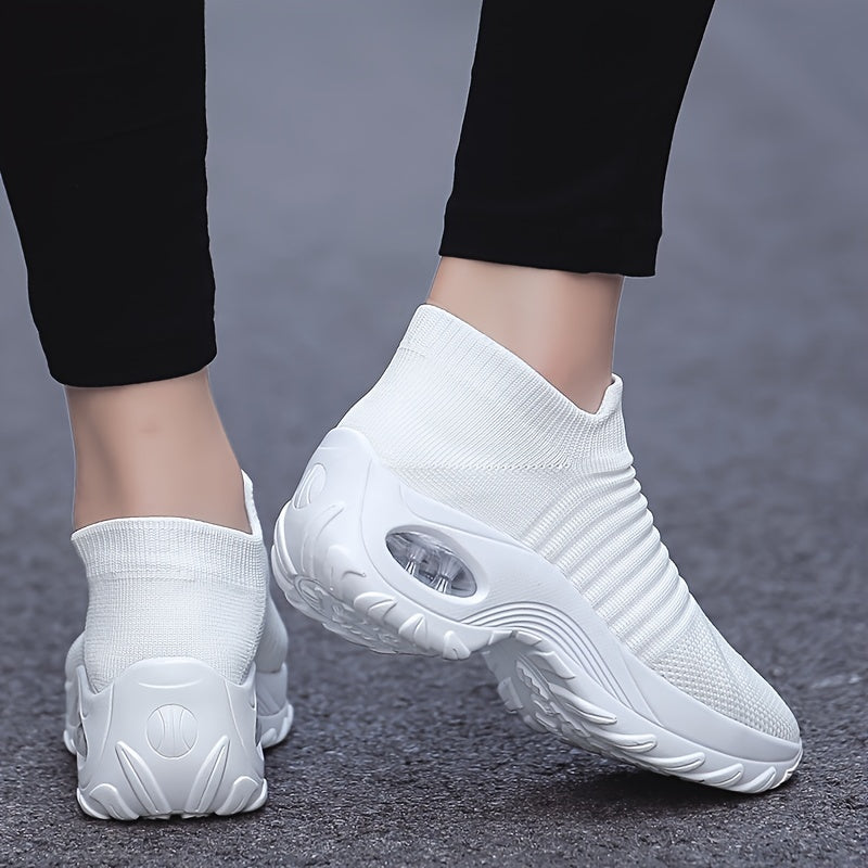 Women's Knit Sock Sneakers Slip On Platform Shoes Lightweight Sports