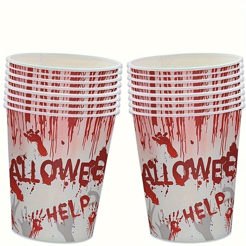 24pcs Halloween Disposable Dinner Cup Party Dinnerware Set Props