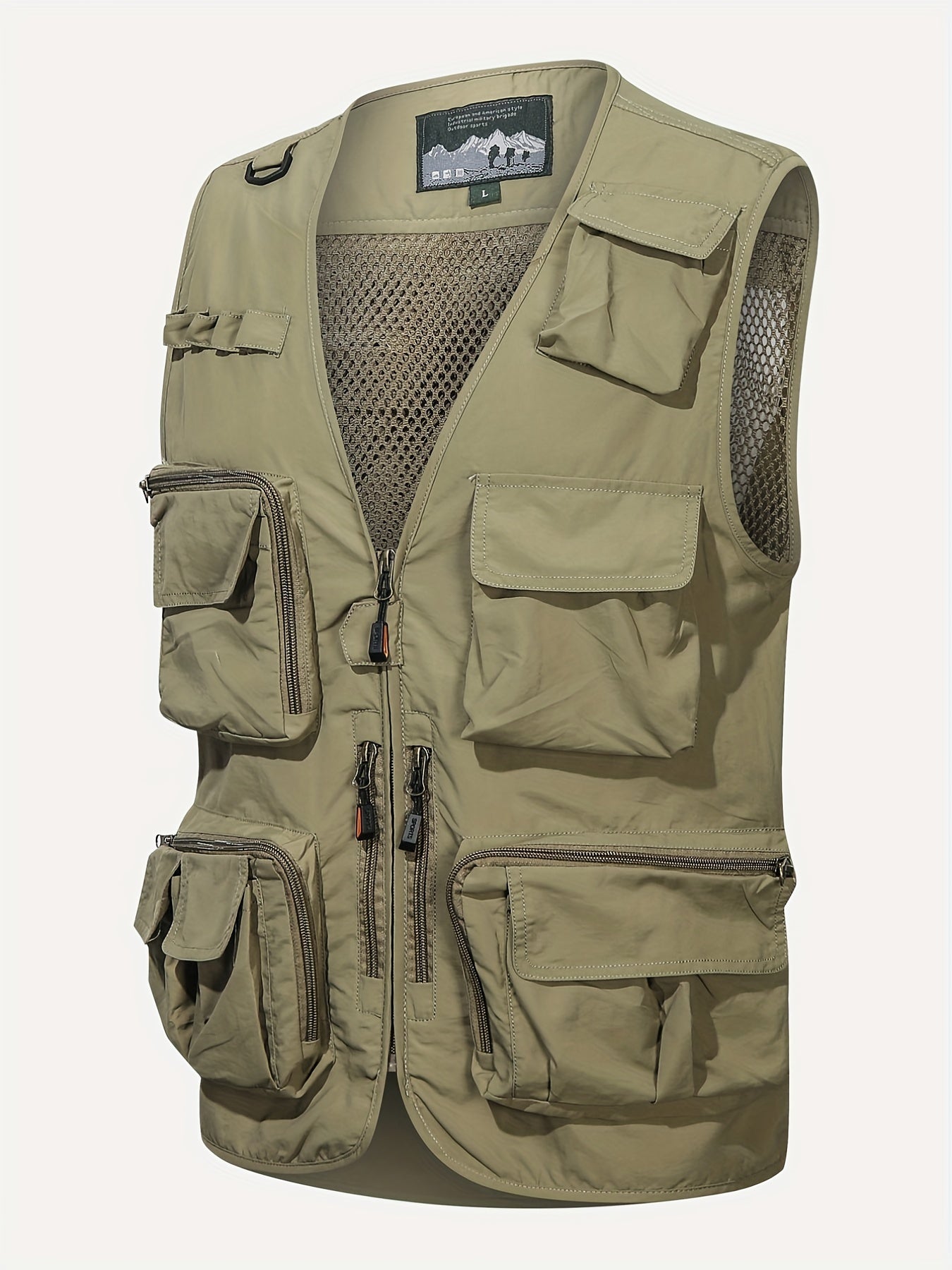 Cargo Vest Men's Casual Outwear V Neck Zip Up Vest Spring Summer