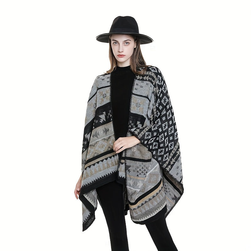 Warm Sunscreen Shawl Casual Open Front Poncho Cape Large Inelastic Cardigan